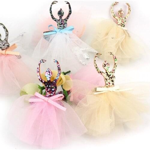 8Pcs 7.5*8cm Handmade Lace Skirt Ballet Girls Appliques For Crafts DIY Headwear Hairpin Ornaments Accessories