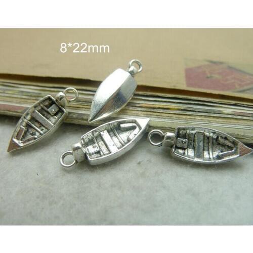 90 Pcs Dinghy Charm Dingey Charms Small Boat Charm 8*22mm Antique Metal Water Sports Nautical Jewelry Findings