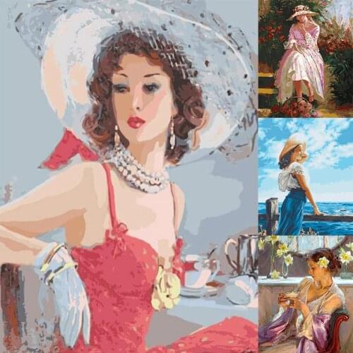 5D DIY Diamond Painting Women Full Round Drill Drawing Diamond Painting Wall Picture Decoration Gift Hanging Painting 30x40cm