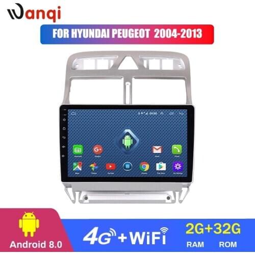 Wanqi 2+32G Android 8.0 2.5D full touch Screen Car DVD Video Player GPS Navigation Multimedia For peugeot 307 2004 -2013 year