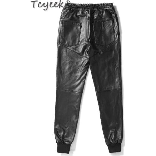 Quality High Genuine Leather Pants Men Cowhide Pants Korean Style Mens Trousers Autumn Winter Pantalon Cuir Moto 299