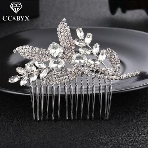 CC wedding jewelry hair combs shine cubic zircon stone crown hairpins luxury engagement accessories bride women paty beach hx205