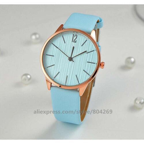 Hot fashion girls women students colorful leather watch ladies quartz gift wrist watches rose gold case watches 919875