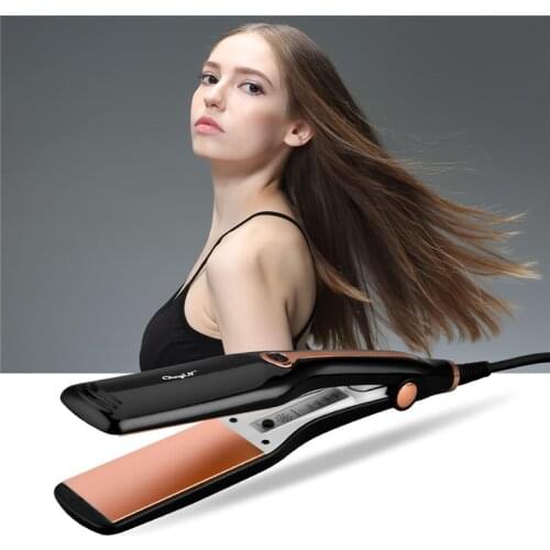 CkeyiN 2 In 1 Ultra Wide Ceramic Hair Straightener Fast Heat Flat Iron Temperature Adjustable Straightening Iron Hair Styler50