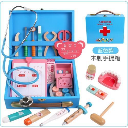 Wooden children toy doctor role play doctor makes a physician simulation doctor toy set early educational toy doctor set toys