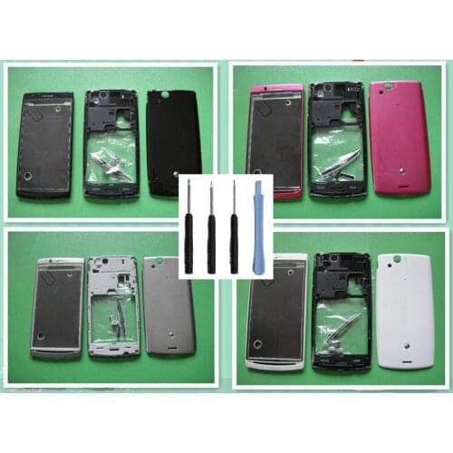 For Sony Xperia Arc S LT15i LT18i X12 Housing Front Chassis Frame+ Camera Lens Glass Bezel+Back Battery Cover+Button keypad+Kits