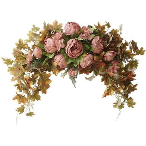 Wedding Arch Flowers, Artificial Floral Swag with Peony and Maple Leaves for Front Door Window Wall Home Decoration