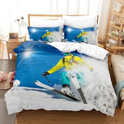 Extreme Sport Skiing Bedding Set Single Twin Full Queen King Size Skiing Bed Set Childrens Kid Bedroom Duvetcover Sets Ski 010