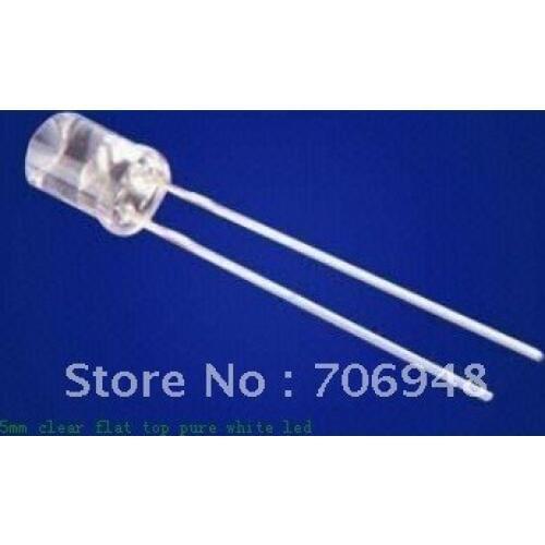 MIX Through Hole Water Clear Flat Top 5mm white LED Diode 2000MCD long life