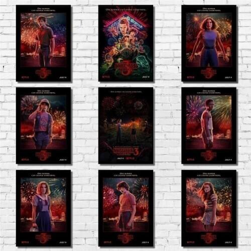 Stranger Things Season 3 Poster Painting Abstract Funny Fancy Wall Sticker for Coffee House Bar