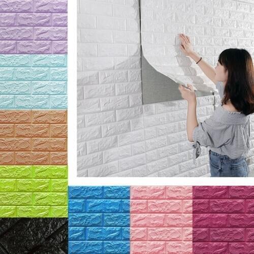 70*77cm Brick wall Stickers DIY 3D PE Foam Wallpaper Panels Room Decal Stone Decoration Embossed Self Adhensive 3D Brick Wall