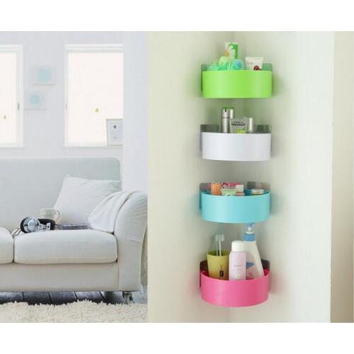 3Pcs/lot Bathroom Wall Corner Storage Racks Debris Cosmetic Storage Shelves Kitchen Bathroom Sucker Hanging Soap Storage Boxes