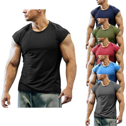 New Compression Breathable Mens Gym Workout Muscle Skinny T-Shirt Fitness Training Clothes Quick-Drying Sportswear