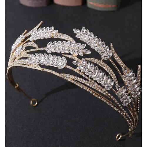 New crystal spike bride crown hair band wedding rhinestone popular headpiece luxury wedding hair accessories LXH