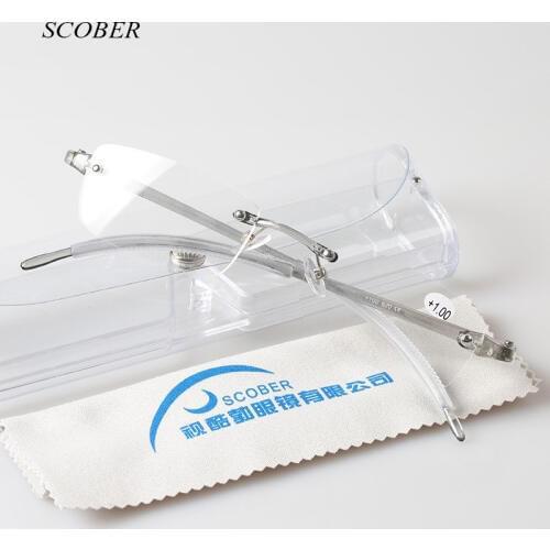 Ultra-light frameless reading glasses men TR90 Elegant reading glasses women presbyopic eyewear with case