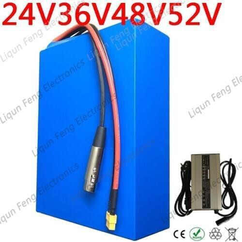 Original 24V 36V 48V 52V 20AH 25AH 30AH 35AH 40AH Ebike Battery For 2000W 1500W 500W Powerful Electric Bicycle Battery +5A Charg