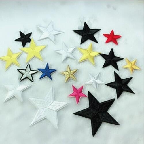 PGYVarious sizes Five-pointed star Embroidery Patches Clothing Jeans Jacket Kids Patches Stripes Stickers For Clothes Decoration