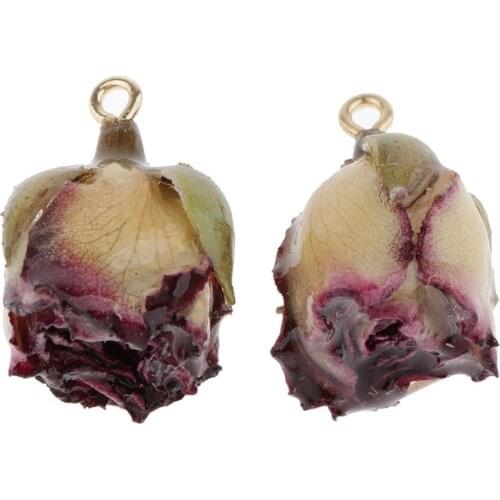 1 Pair Resin Dried Flower Rose Charms DIY Jewelry Making Findings