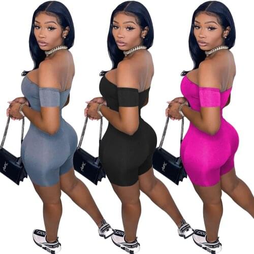 Causal Women Jumpsuit Strapless Solid Color Short Romper Women Jumpsuit Skinny Summer Clothes For Women Outfit