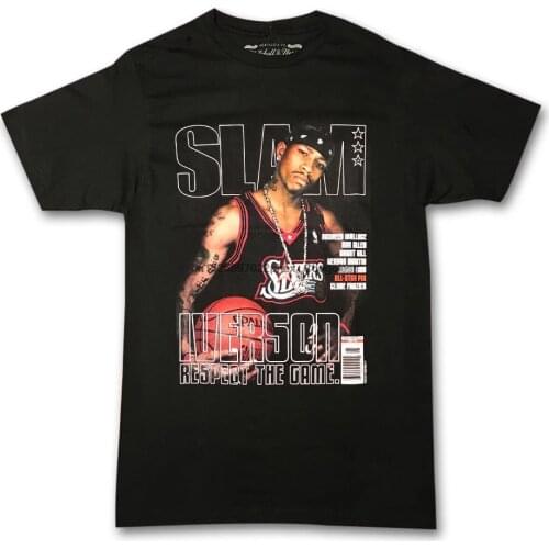 SLAM Allen Iverson Respect The Game Shirt basketball Sport Tee All