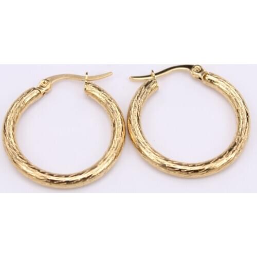 Gold/silver color Stainless steel earrings 3mm Leisure sport women jewelry Hoop earrings 20mm 25mm 35mm LH891