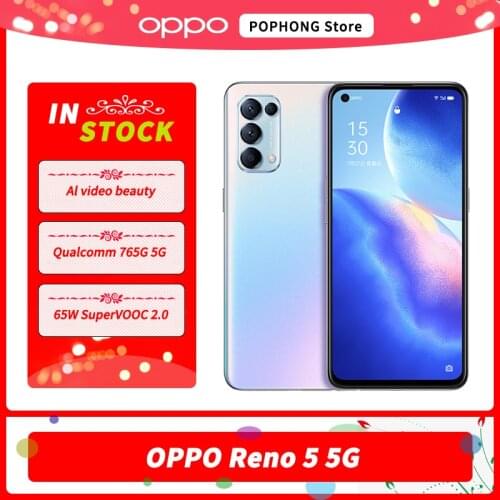 OPPO Reno 5 5G Mobile Phone 6.43 inch 90Hz screen Snapdragon 765G Octa Core 65W Super Charge Face unlock Google Play