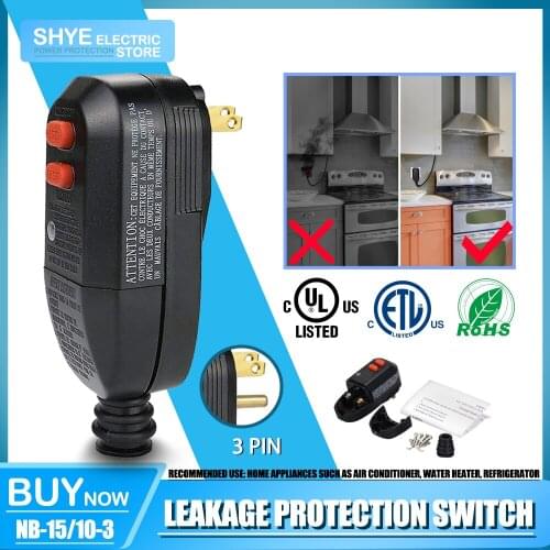 OAONAN US GFCI Replacement Plug 15A/10A 2/3PIN Power Adapter Household RCD Circuit Breaker Suitable For High-Power Electrical