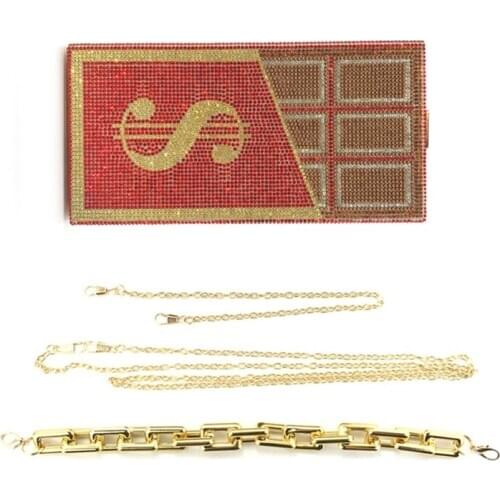 Clutch Dollar Chocolate Rhinestone Evening Purse Party Hand Bag Rhinestone Money Pouch Dinner Bags