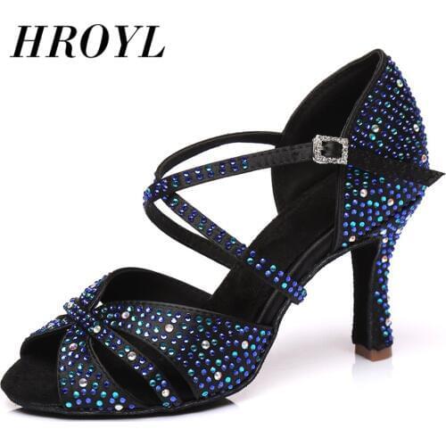 Latin dance shoes for girl women ladys Rhinestone ballroom professional Salsa tango party dancing shoes high heel