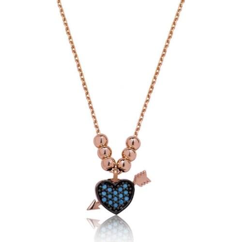 Silver Blue Heart Lady Necklace