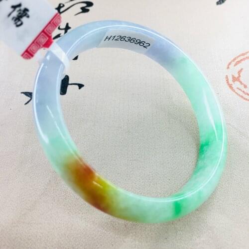 Zheru Jewelry Pure Natural Jadeite Bracelet Natural Elegant Tricolor 54-62mm Female Jade Bracelet Gift Send Certificate