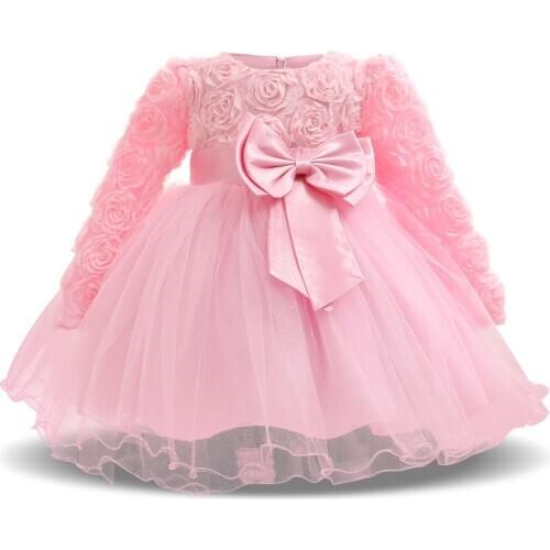 Winter Baby Girl Dress Girls First Christmas Family Party Clothes Toddler 1 Year Birthday Dress Vestidos Infant Christening Gown