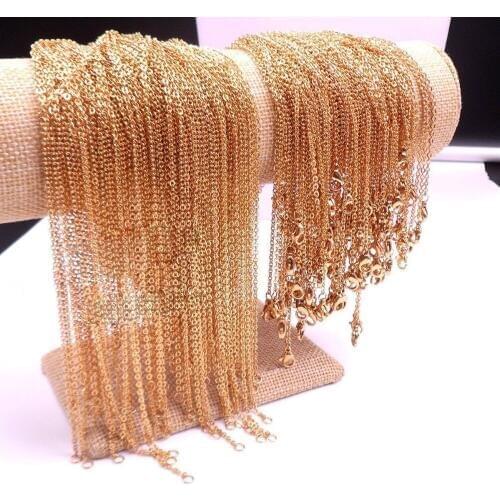 1.5/2/2.5/3mm 100pcs Wholesale in Bulk Jewelry Womens Gold High Quality Stainless Steel Rolo Chain Link Necklace 16"-24"