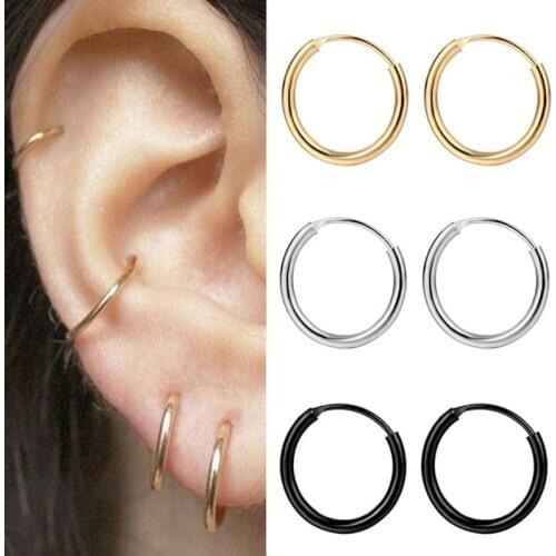 1Pair Punk Simple Circle Small Hoop Earrings For Women Girl Hip-hop Gold Silver Color Geometric Round Earring 2020 New Jewelry