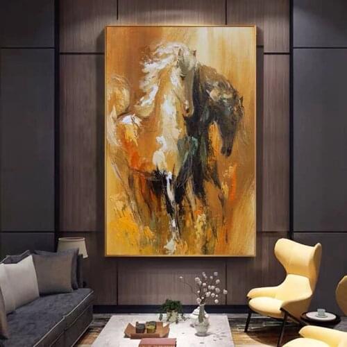 100% Hand-Painted Retro Horse Animal Abstract Oil Paintings On Canvas For Home Decoration Pictures No Framed Large Size