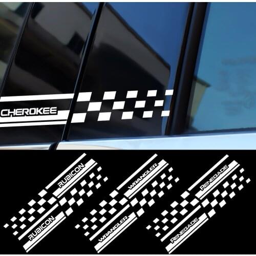 20*3CM Car Window B Pillars PVC Sticker For JEEP Renegade Patriot Wrangler Cherokee Compass GrandCherokee Trail Hawk Rubicon