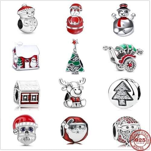 2021 New Christmas Tree socks Santa beads fit Original Pandora charms silver 925 Bracelet trinket jewelry for women DIY making
