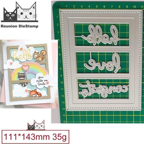 2021 Cut Die Letter Three Grid Hollow Frame Metal Cutting Dies DIY Scrapbooking Steel Craft Die Cut Embossing Paper Cards