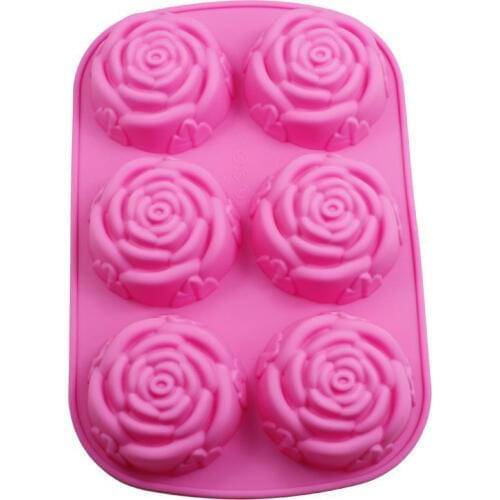 50pcs 6 lattices rose DIY silicone cake molds pudding molds handmade soap moulds Cookie mould cake decorating tools ZA5633