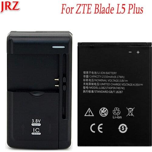 1LOT=1PC 2150mAh Li3821T43P3h745741 Battery for ZTE Blade L5 PLUS C370 Bateria Accumulator+1PC Universal Charger