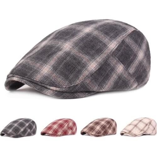 2021 New Man Peaky Blinders British Plaid Berets Cotton Vintage Flat Caps Gatsby Male Spring Autumn Winter Adjustable Driver Hat
