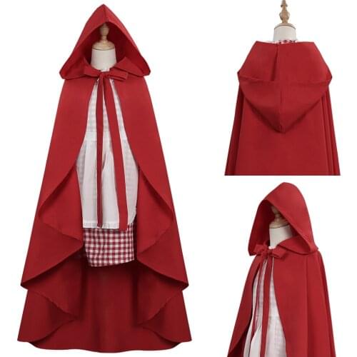 Children Little Red Cosplay Costume Hood Cloak Outfits Halloween Carnival Suit For Kids