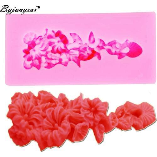 Epoxy UV Resin M598 Flower Leaf Silicone Molds Fondant Cake Decorating Tools Chocolate Candy Moulds Kitchen Bakeware 6.8*3.3*1