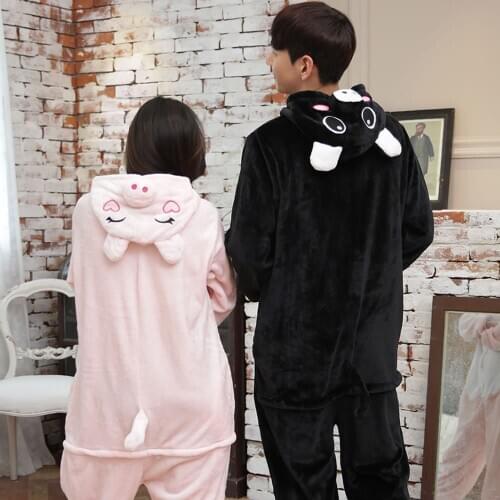 Halloween Costume Anime Cosplay Kigurumi Adult Pig Onesies Jumpsuit Warm Hooded Pajamas For Women Men