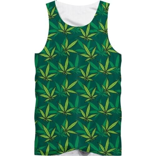 IFPD EU/US Size 3d Print Tank Top Maple Green Leaves Streetwear Weed Plant Men Casual Fitness Fashion Harajuku Plus Size Vest