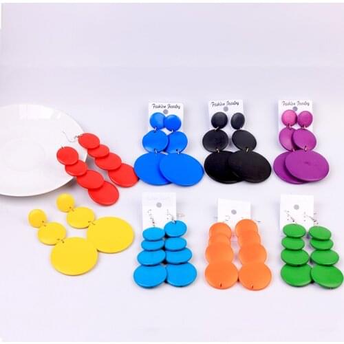 Fashion Long Wooden Earrings For Women Colorful Statement Geometric Drop Earring Vintage Jewelry 2020 New