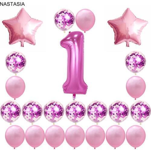NASTASIA decorated balloons for one-year-old birthday boys and girls anniversary celebration activities party supplies