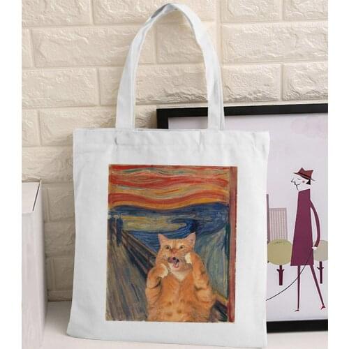 2021 New Van Gogh Shopping Bag Graphic Canvas Female Ulzzang Funny Eco Large-capacity Tote Harajuku Shopper Bag Woman Handbag