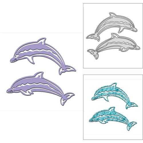 New 2021 Duo Lovely Dolphin Animal Metal Cutting Dies for DIY Scrapbooking and Card Making Decorative Embossing Craft No Stamps