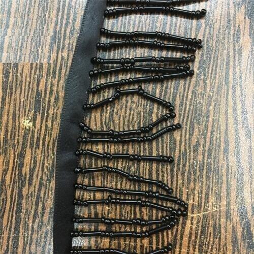 New Quality 4cm for Beads Parts Black Beaded Tassel Ribbon Tape Fringe Garment Material Z1240